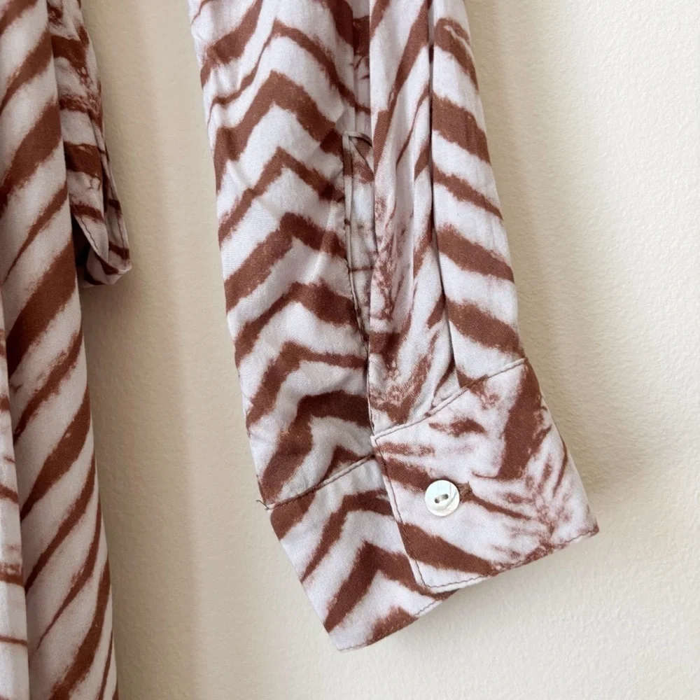 Bella Dahl Flowy Chevron Print Midi Dress XS Bohemian Summer - Picture 7 of 11